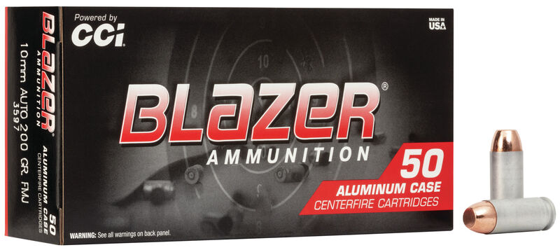 CCI Blazer Aluminum Handgun Ammo 10mm Auto 200gr TMJ 1050 FPS 50/box