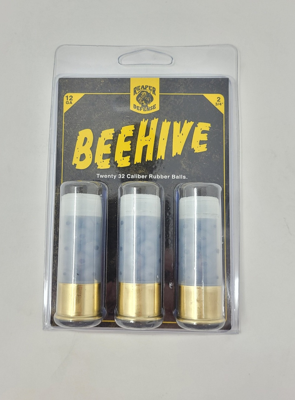 Reaper Defense Beehive 12 Gauge Ammunition 2-3/4" With 20 - 32 Caliber Rubber Balls 3 Rounds